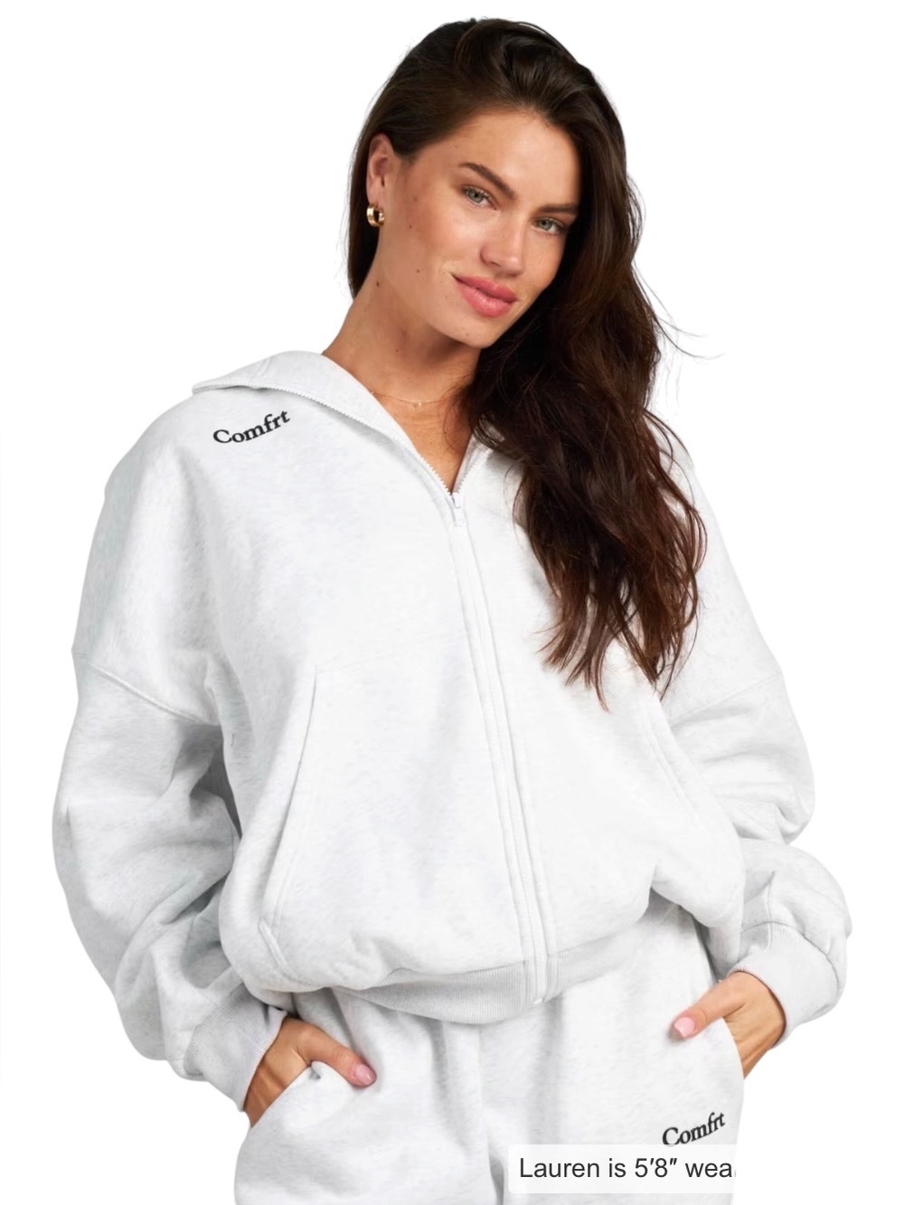 COMFRT Cloud Zip-Front Hoodie Women Unisex XL Oversized Athleisure Gray - Picture 6 of 8